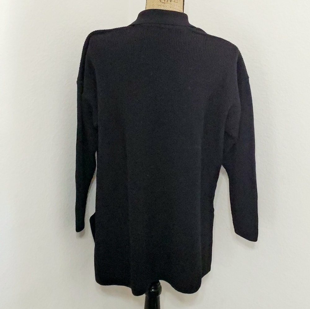JAEGER UK Black pullover side slits long sleeve sweater Med - Picture 6 of 8